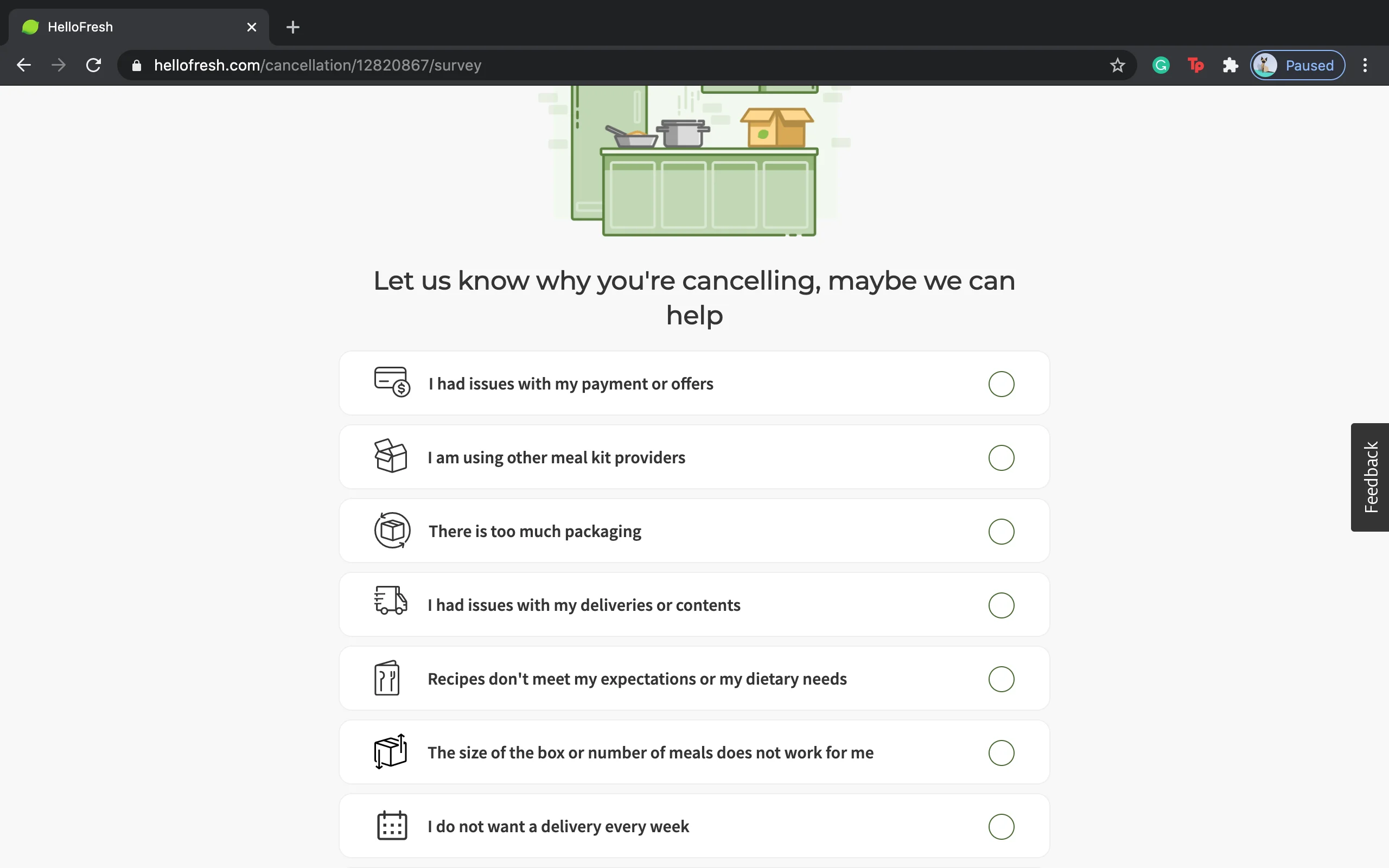 Let us know why your are cancelling