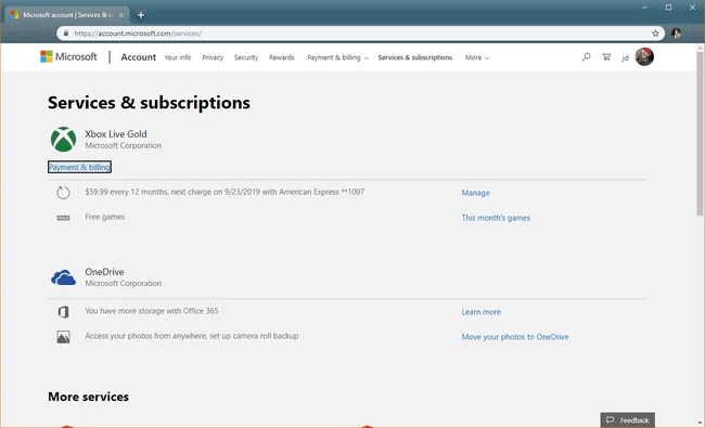 Services and subscriptions