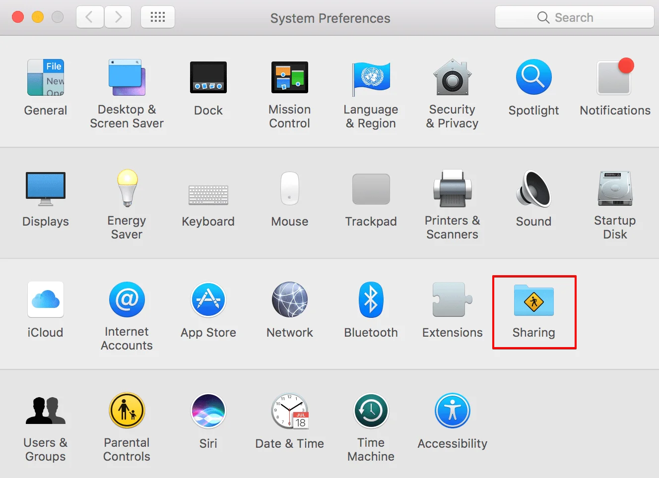 How to share VPN connection over WiFi Mac - enable Internet Sharing,Go to System Preferences>Sharing