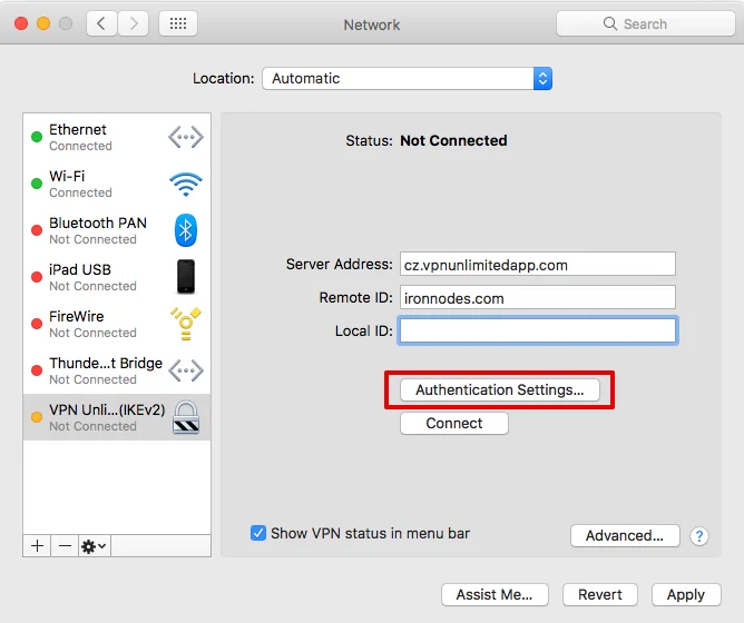 IKEv2 configuration for VPN Unlimited
